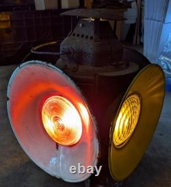 Vintage Adlake Railroad 4 Way Switch Signal Lamp Light Glass Lenses Electrified
