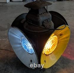Vintage Adlake Railroad 4 Way Switch Signal Lamp Light Glass Lenses Electrified