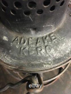 Vintage Adlake Railroad Lantern With Original Cobalt Blue Fresnel Globe Ex. Cond