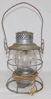 Vintage Adlake Railroad Lantern made into a Lamp with cord & Plug Works Train