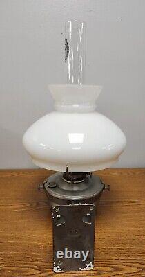 Vintage Aladdin 21C Railroad Caboose Oil Lamp Rare Milk Glass Shade
