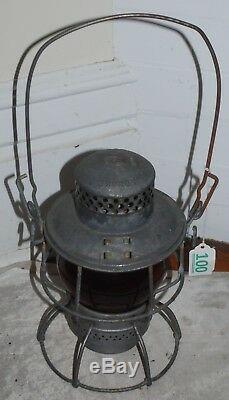 Vintage Antique ADLAKE KERO PENN CENTRAL Railroad Lantern RED Globe
