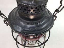 Vintage Antique Adlake 137 SOO Line Railroad Lantern. Red globe