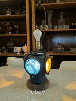 Vintage Antique Adlake 4 Way Railroad Lantern Electrified Lamp Light