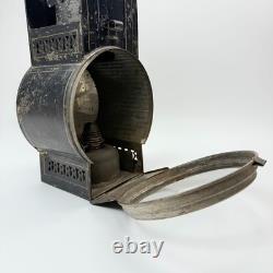 Vintage Antique Black Tin Kerosene Lamp Lantern Railroad Signal Light Old Rare