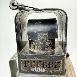 Vintage Antique Black Tin Kerosene Lamp Lantern Railroad Signal Light Old Rare