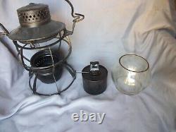 Vintage Antique Dressel Pennsylvania Railroad Lantern Clear Etched Globe