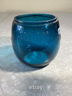 Vintage Antique Glass Railroad Lantern Oil Lamp Globe- Teal Blue Turquoise