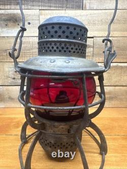 Vintage Armspear 1925 B&O RR Baltimore Ohio Railroad Lantern Red Globe Antique