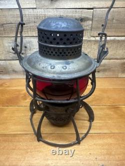 Vintage Armspear 1925 B&O RR Baltimore Ohio Railroad Lantern Red Globe Antique