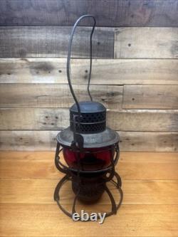 Vintage Armspear 1925 B&O RR Baltimore Ohio Railroad Lantern Red Globe Antique