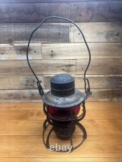 Vintage Armspear 1925 B&O RR Baltimore Ohio Railroad Lantern Red Globe Antique