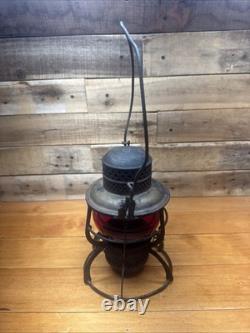 Vintage Armspear 1925 B&O RR Baltimore Ohio Railroad Lantern Red Globe Antique