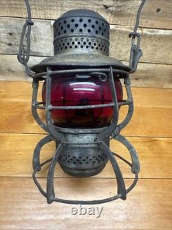 Vintage Armspear 1925 B&O RR Baltimore Ohio Railroad Lantern Red Globe Antique