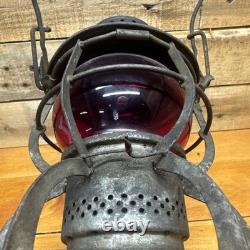 Vintage Armspear 1925 B&O RR Baltimore Ohio Railroad Lantern Red Globe Antique