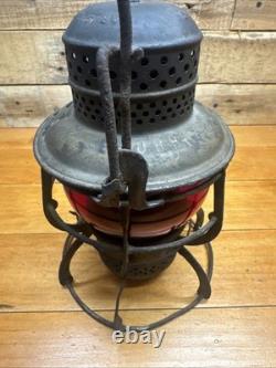 Vintage Armspear 1925 B&O RR Baltimore Ohio Railroad Lantern Red Globe Antique