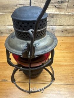 Vintage Armspear 1925 B&O RR Baltimore Ohio Railroad Lantern Red Globe Antique
