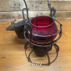 Vintage Armspear 1925 B&O RR Baltimore Ohio Railroad Lantern Red Globe Antique