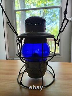 Vintage Armspear Pennsylvania Railroad Lantern Cobalt Blue Globe 1925