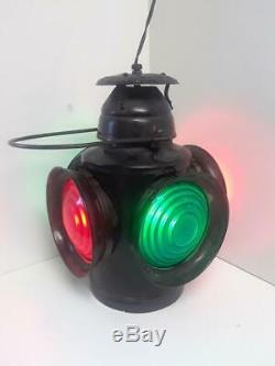 Vintage B & O Railroad 4 Red Green Bullseye Signal Lantern By SCOTT Electrified