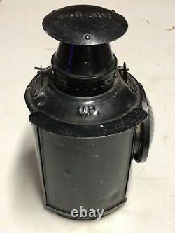 Vintage BLUE Switch Lantern ADLAKE UP UNION PACIFIC Light Lamp OLD RR Railroad