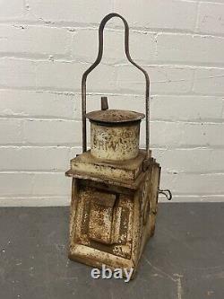 Vintage BR (W) Western Region White Railway Lamp Lantern