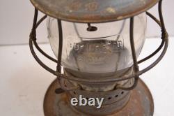 Vintage BURLINGTON ROUTE RAILROAD LANTERN EMOBSSED GLOBE Dietz Standard 39 FRAME