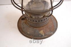 Vintage BURLINGTON ROUTE RAILROAD LANTERN EMOBSSED GLOBE Dietz Standard 39 FRAME