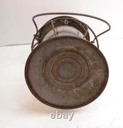 Vintage BURLINGTON ROUTE RAILROAD LANTERN EMOBSSED GLOBE Dietz Standard 39 FRAME