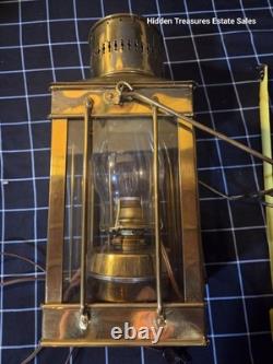 Vintage Brass Electric Railroad Carriage Lantern Eagle Burner Hanging Lamp