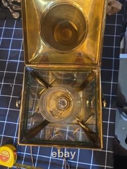 Vintage Brass Electric Railroad Carriage Lantern Eagle Burner Hanging Lamp