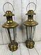 Vintage Brass Lantern Candle Coach Light Wall Railway Lamp 17 Etched Panel