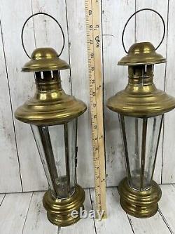 Vintage Brass Lantern Candle Coach Light Wall Railway Lamp 17 Etched Panel