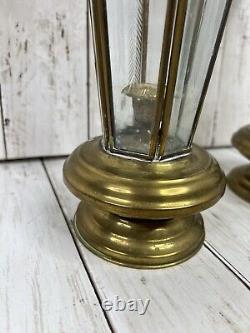 Vintage Brass Lantern Candle Coach Light Wall Railway Lamp 17 Etched Panel