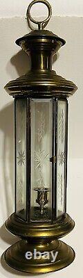 Vintage Brass Lantern Candle coach light wall railway lamp 21 Etched Panels