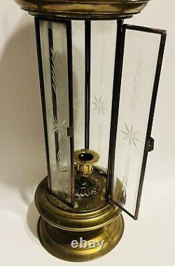 Vintage Brass Lantern Candle coach light wall railway lamp 21 Etched Panels