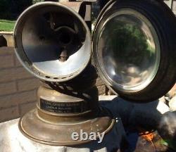 Vintage Brass National Carbide Railroad Lathern Clear Lens/Large Mining Lamp