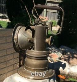 Vintage Brass National Carbide Railroad Lathern Clear Lens/Large Mining Lamp