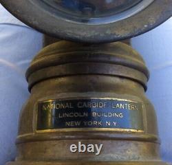 Vintage Brass National Carbide Railroad Lathern Clear Lens/Large Mining Lamp