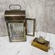 Vintage Brass Railway Oil Lantern Made in England Glass Panel Hurricane Lamp