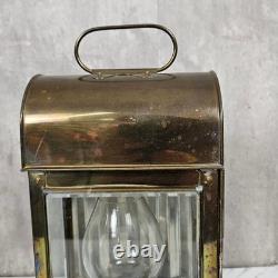 Vintage Brass Railway Oil Lantern Made in England Glass Panel Hurricane Lamp