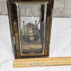 Vintage Brass Railway Oil Lantern Made in England Glass Panel Hurricane Lamp