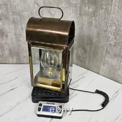 Vintage Brass Railway Oil Lantern Made in England Glass Panel Hurricane Lamp