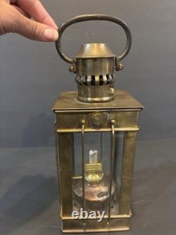 Vintage British Brass Lantern with British Make Oil Burner Maritime Railway