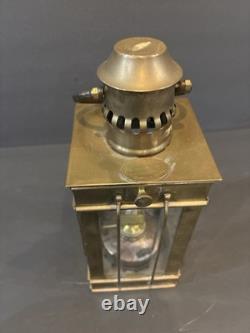 Vintage British Brass Lantern with British Make Oil Burner Maritime Railway