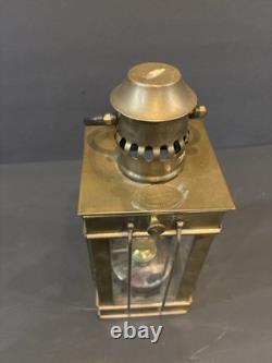 Vintage British Brass Lantern with British Make Oil Burner Maritime Railway