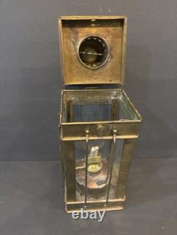 Vintage British Brass Lantern with British Make Oil Burner Maritime Railway