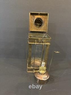 Vintage British Brass Lantern with British Make Oil Burner Maritime Railway