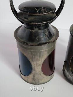 Vintage British Rail BR Railroad Train Guard 3 Way Signal Oil Hand Lamp #1