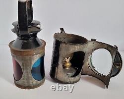 Vintage British Rail BR Railroad Train Guard 3 Way Signal Oil Hand Lamp #2